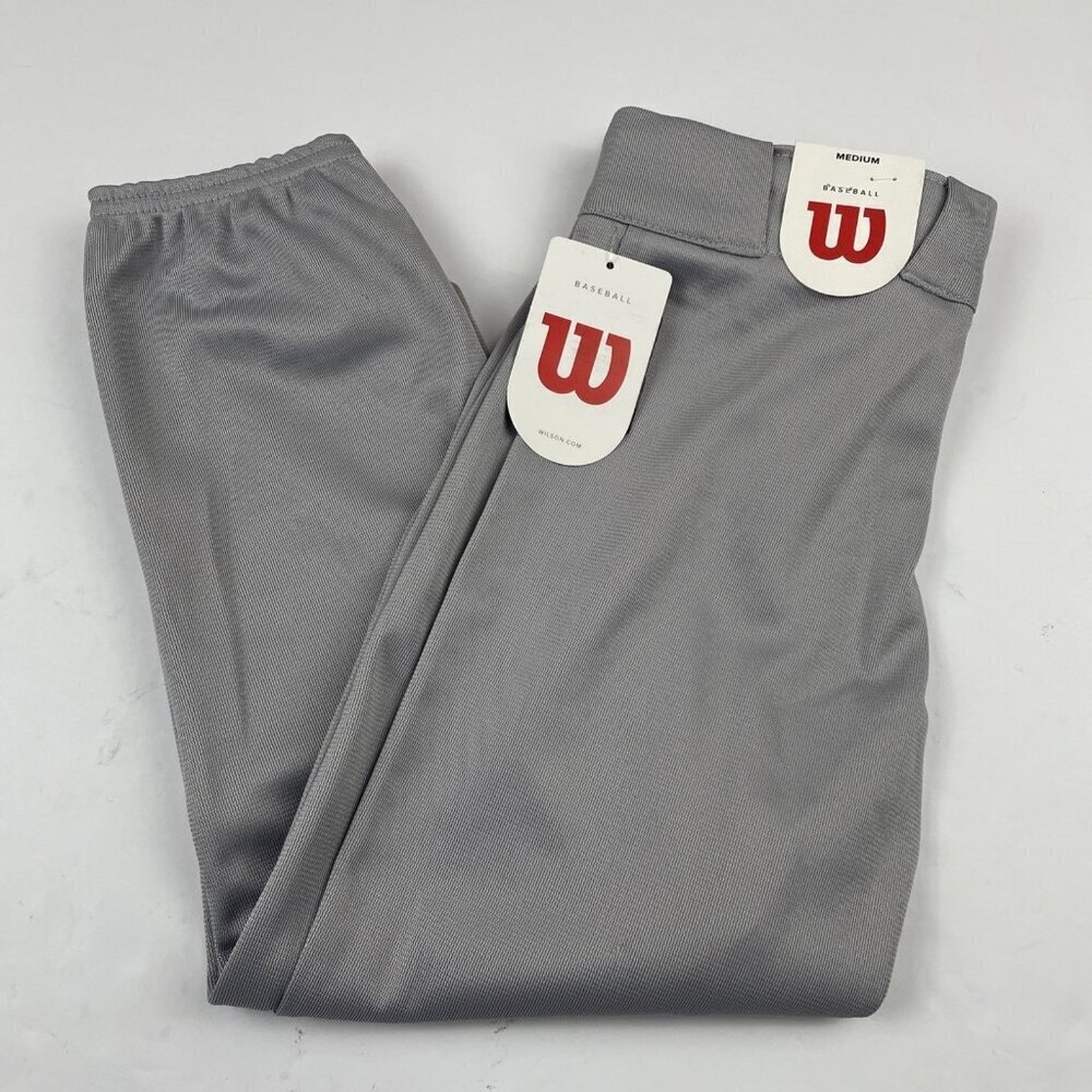 Wilson Baseball Pants Youth M Elastic Hem Polyester Gray